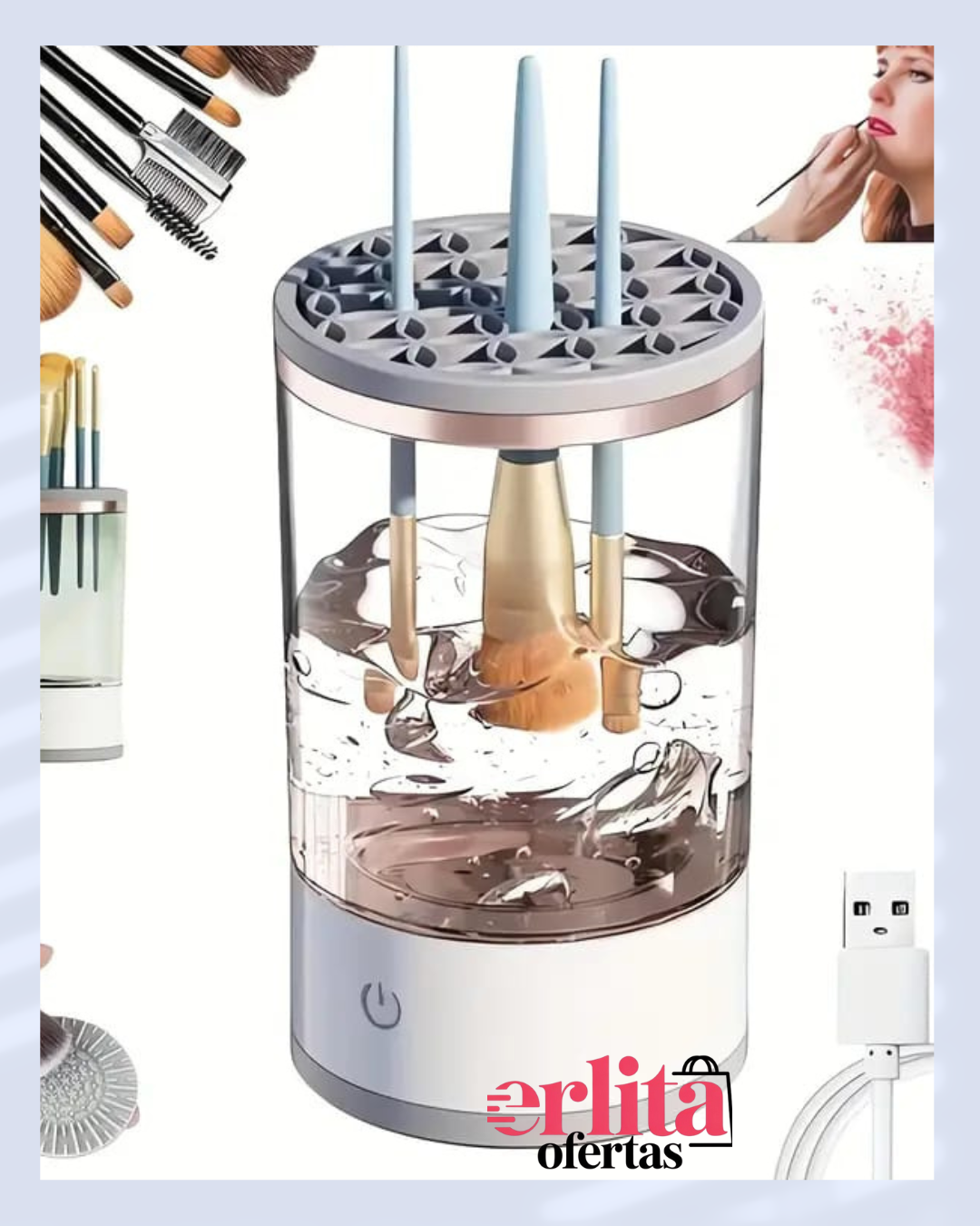 Limpiador de brochas de maquillaje eléctrico