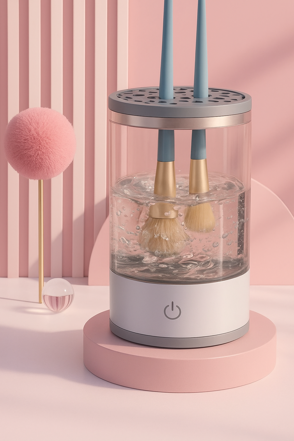 Limpiador de brochas de maquillaje eléctrico